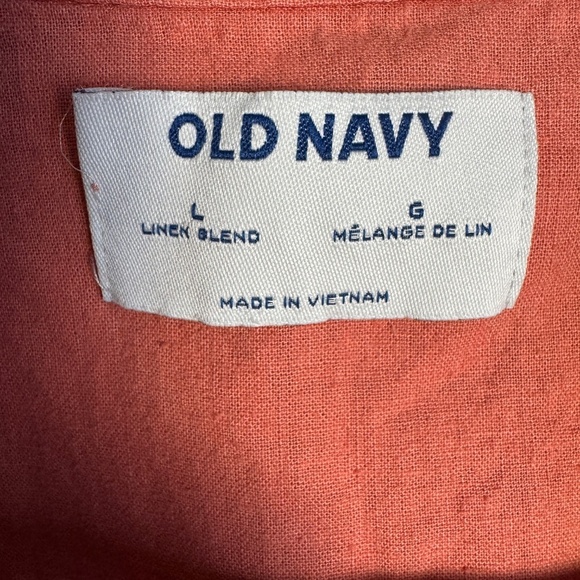 Old Navy Linen Blend Men's Short Sleeve Button Up Camp Shirt Coral Size Large - Picture 3 of 13